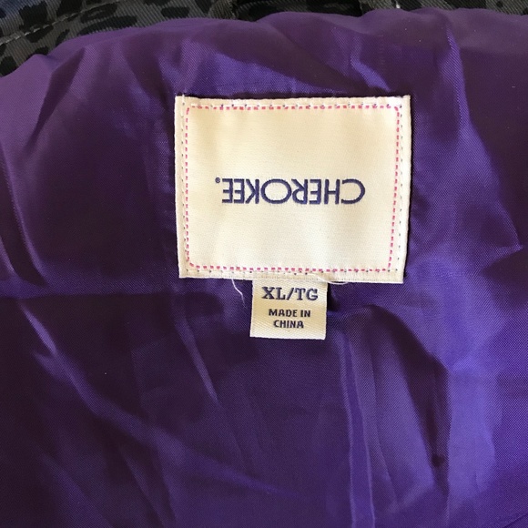 Cherokee Black & Gray Leopard print Trench Coat - Picture 6 of 6